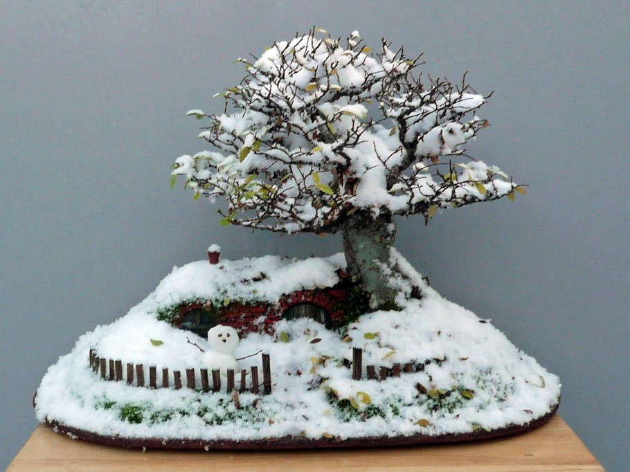 冬天的袋底洞 又下更多雪了，Chris做了一個小雪人～